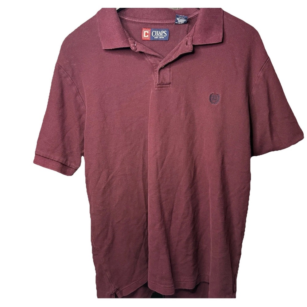 Chaps Everyday Polo Shirt Mens Size Large Maroon Sleeve Casual
